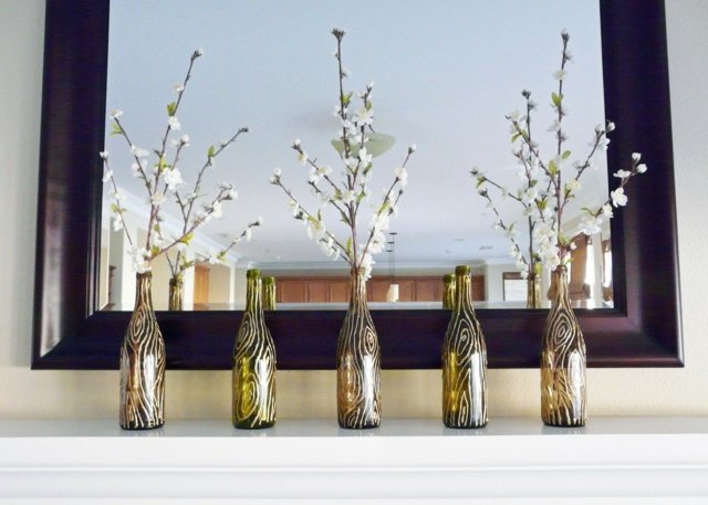 dekorera kaminflaskor flaska imitera trä på ett originellt sätt