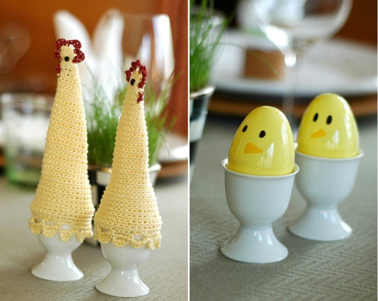 diy-ägg varmare-påsk-dekoration-frukost-gul-kyckling-påsk-ägg-plast