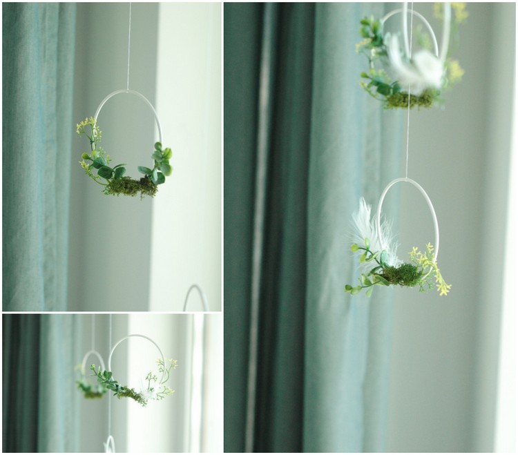 DIY vårfönsterdekorationer för att hänga minikransar