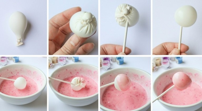 Blås upp ballongerna och doppa dem i gelatinet för att skapa bollar