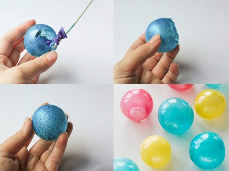 Låt gelatinet torka, skär sedan av och ta bort ballongen