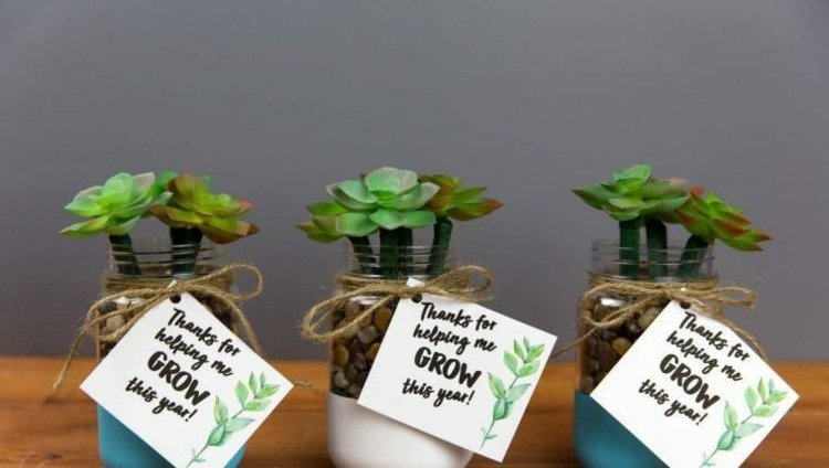 Presentidé till lärare - förvandla pennor till växter i ett glas med småsten