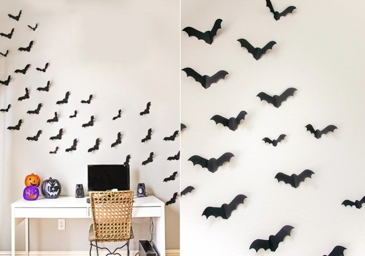 Gör väggen enkel och vacker med svarta pappersfladdermöss