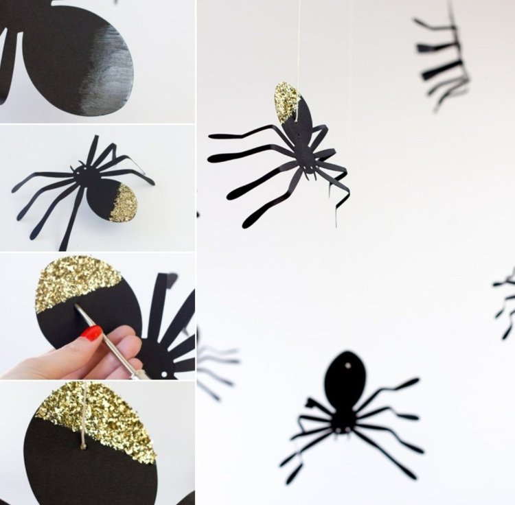 Gör din egen Halloween -bakgrund - design spindlar med glitter