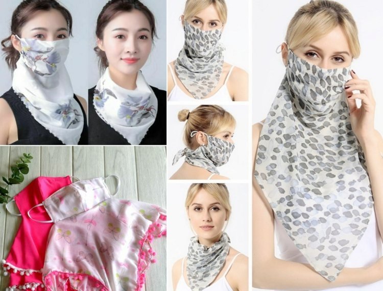 Halsduksmask med kvinnors halsduk - modernt tillbehör som erbjuder skydd