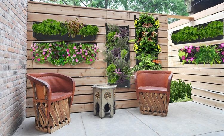 DIY idéer för trädgården avskildhet staket vertikal trädgård