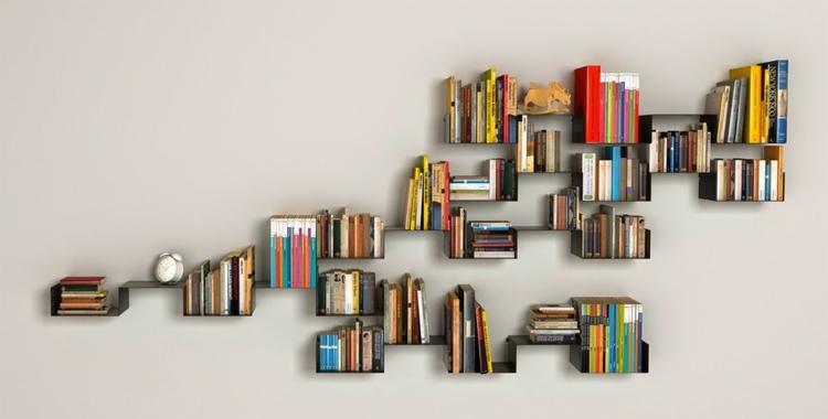 idé diy hylla modern abstrakt design böcker vägg