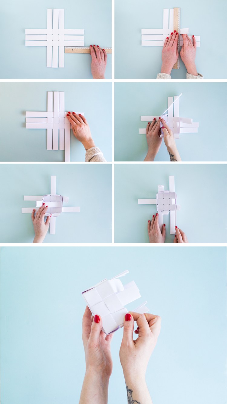 DIY-idéer-papper-korg-vävning-instruktioner-dekoration