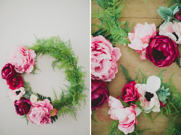 DIY -krans från sidenblommor gör ditt eget bröllop