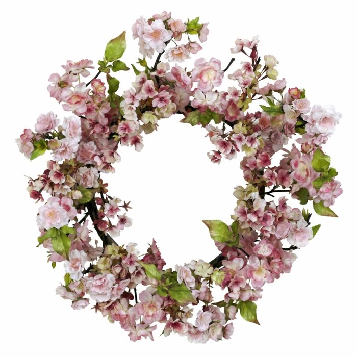 krans tinker siden blommor körsbärsblommor bröllop romantisk dekoration