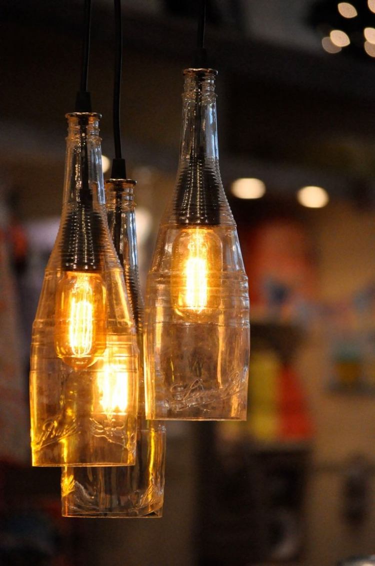 diy-lampa-flaska-gör-det-själv-vintage-transparent-hängande-lampa-hängande lampa