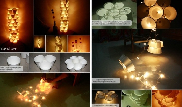 DIY glöd kartongmugg idé fairy lights instruktionslampa