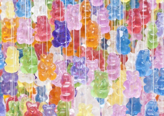 gummibjörnar plast färgglada hängande lampa tinker