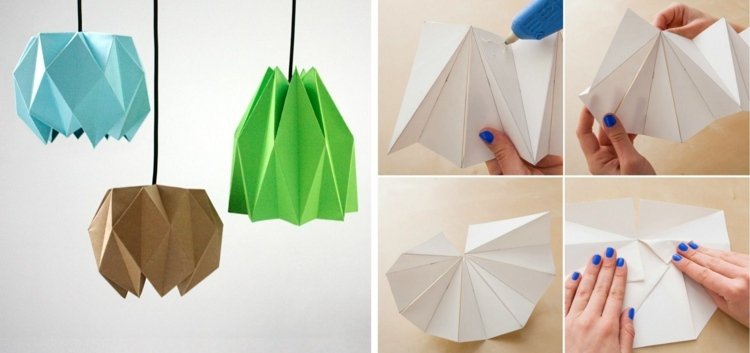 DIY tända origami fällande lampskärm instruktion