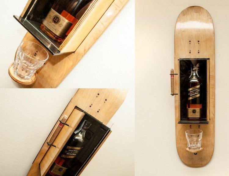DIY möbler skateboard vinflaskhållare idéer