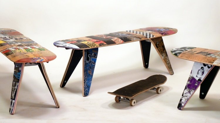 DIY möbler skateboard trädgård bänk idéer