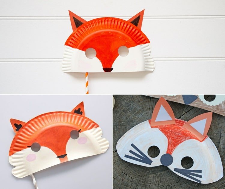 Gör barnmasker av kartongplattor - måla en söt räv