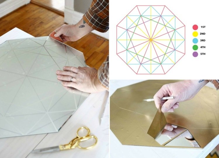 gör-det-själv-dekoration-spegel-design-instruktioner-oktagon-guld-mönster