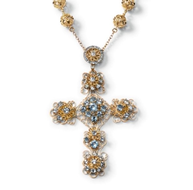 Halsband-med-hängande-smycken-Dolce- & Gabbana-akvamarin-fasettklippning