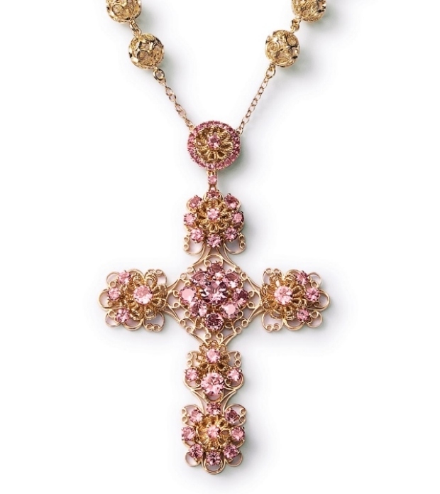 Dolce & amp; Gabbana-kvinnor-smycken-samling-2014-halsband-hängande-kors-turmalin