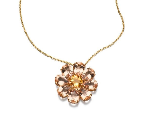 Dolce-Gabbana-kvinnor-smycken-guldpläterade-halsband-hängande-blomma-form-ädelsten