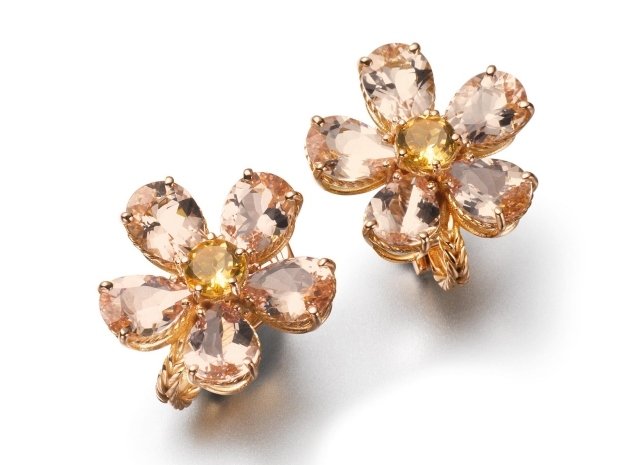 Clip-örhängen-Dolce-Gabbana-blomma-form-trend-smycken-samling-rosa-turmalin