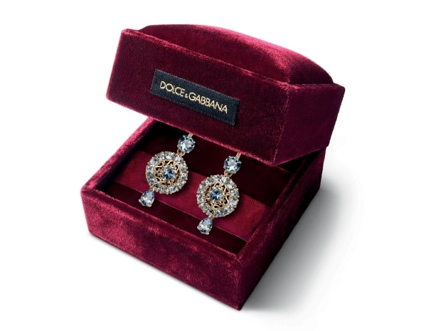 Dolce-Gabbana-kvinnor-smycken-2014-guld-örhängen-akvamarin-filigran-dekorationer