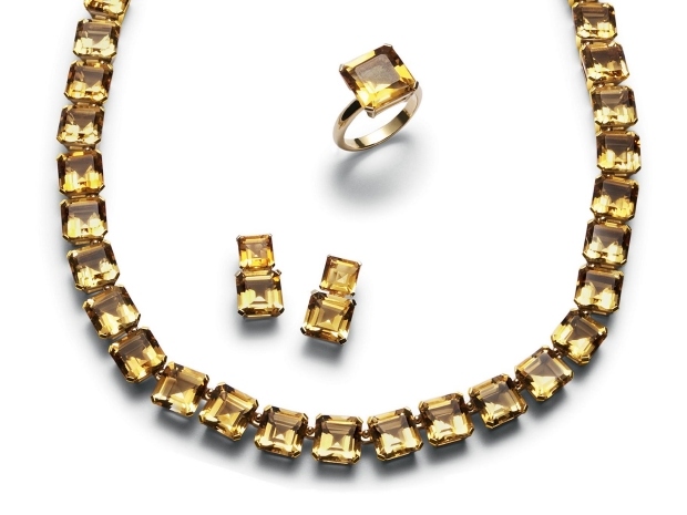 d- & amp; -g-lyx-smycken-damkollektion-2014-guld-ringar-halsband-örhängen-citrin-ädelstenar