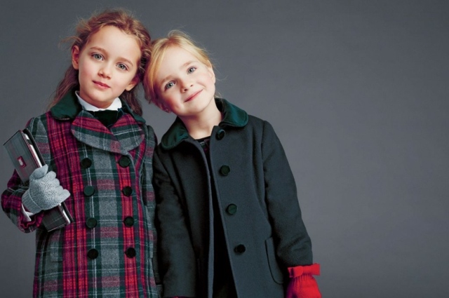 Plaid-and-solid-color-coat-by-Dolce-and-Gabbana-for-girls