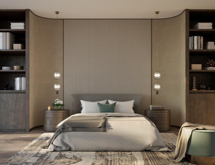 matchande belysning för moderna sovrum i rustik stil med taklampa som dubbelväggigt glas