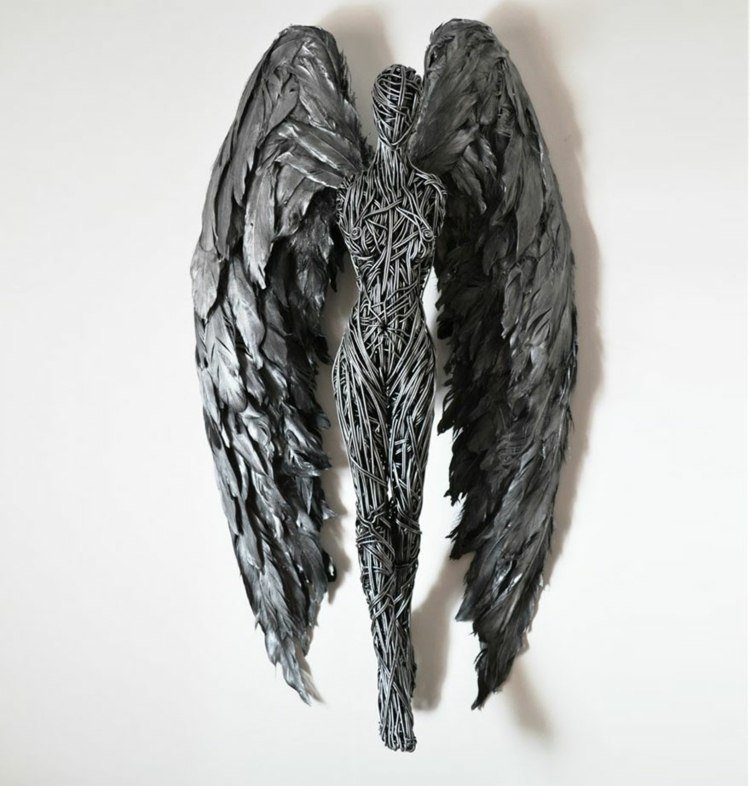 metall ängelvinge tråd figur skulptur konst