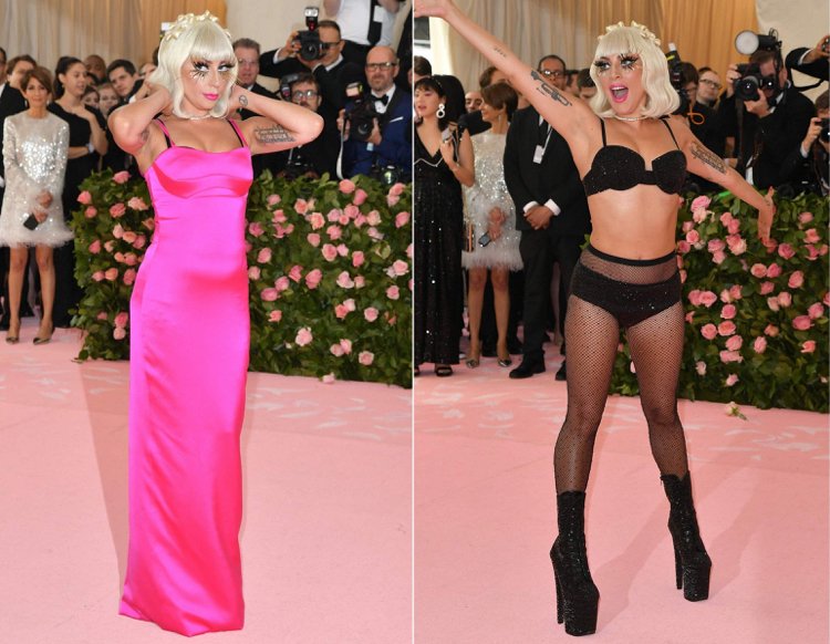 Lady Gaga strimlar på den rosa mattan vid Met Gala 2019