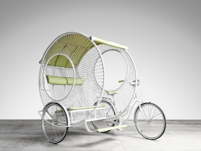 Rickshaw design aluminiumhus tillverkat av återvinningsbar polyeten