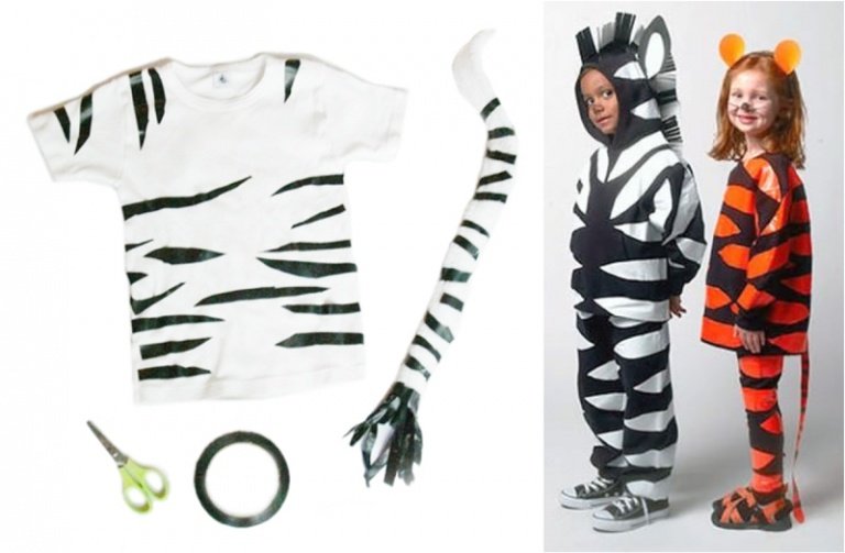 Zebra och tiger gör dig till en djungeldräkt för barn