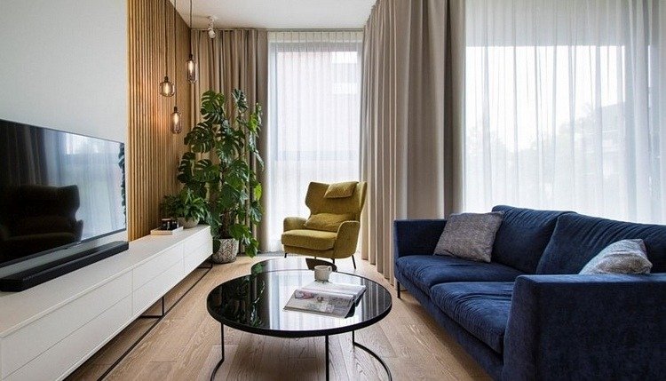 mörkblå soffmöbler för det moderna vardagsrummet
