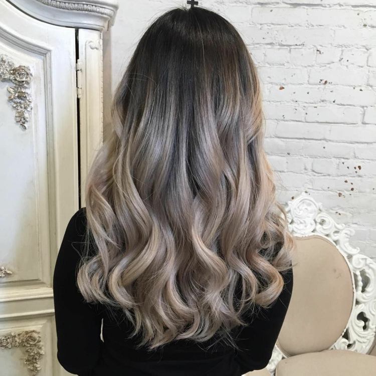 Mörkblont hår aska ombre look idéer hårtrender kvinnor