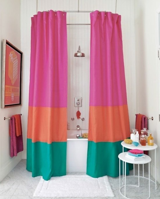 färgglada duschdraperier trender badrum design färg