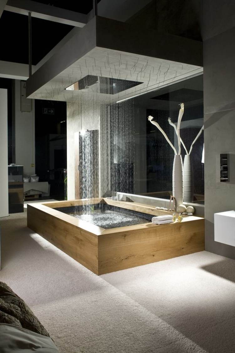 dusch-idéer-badrum-regndusch-badkar-modern-design-väggmatta i glas