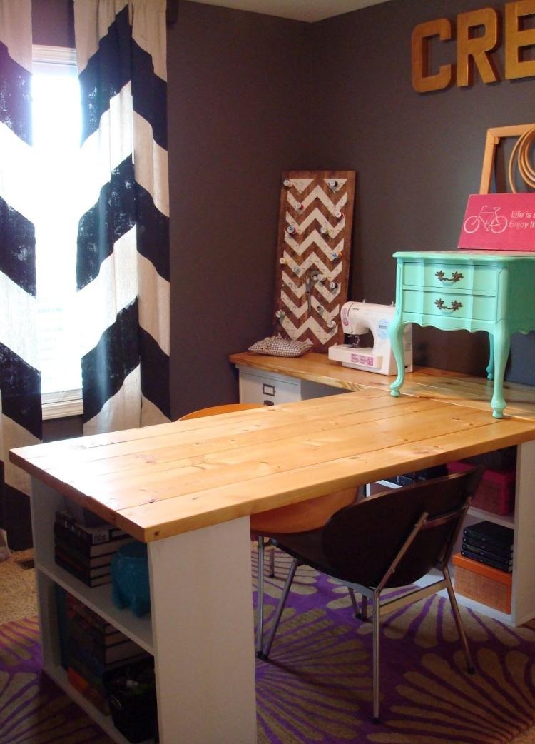 hörn skrivbord-gör-det-själv-bygg-idéer-instruktioner-trä-bräda-hyllor-ikea-kreativa-barn-skrivbord-trä-bräda-hyllor-kreativa-lätt-billig