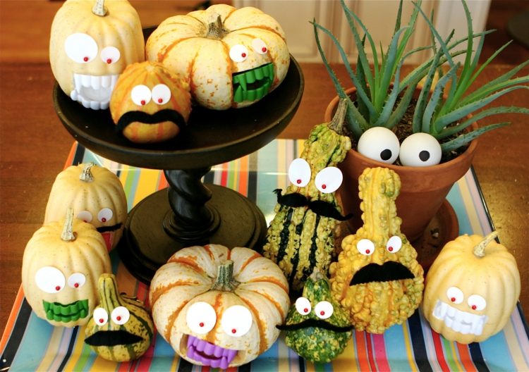 halloween dekoration för bordet vetter mot pumpor rolig aloe vera