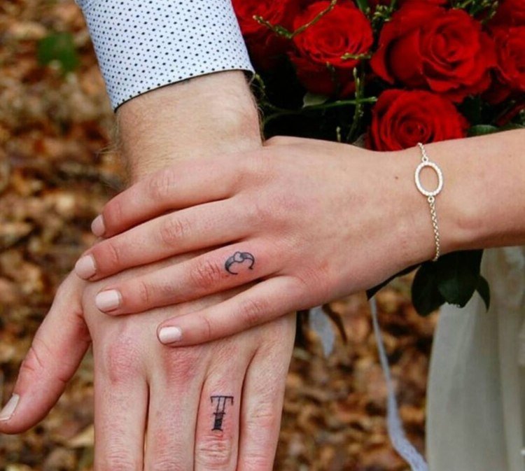 bröllop ring tatuering idéer par vigselring tatuering