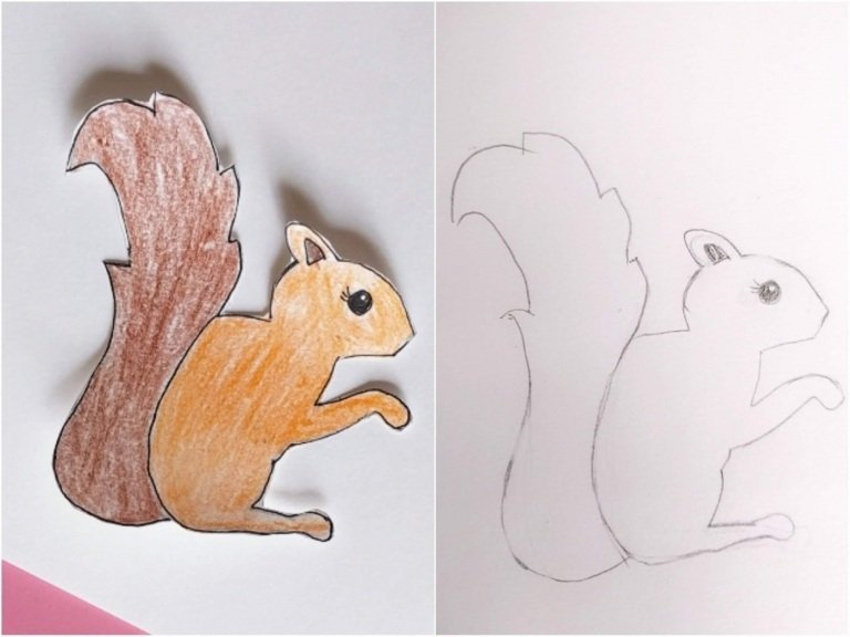 Slöjdidéer för hösten Klipp ut djurfigurer från papper och måla dem