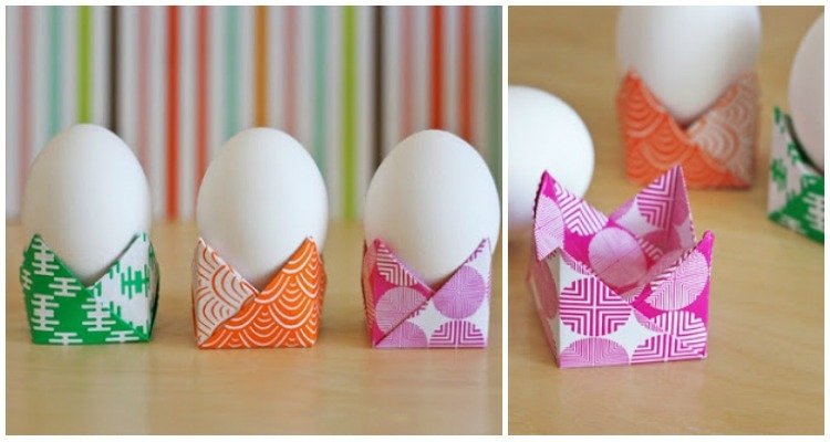 Äggkopp-tinker-påskhantverk-origami-vik-idé-klippbok-papper-påsk dekoration