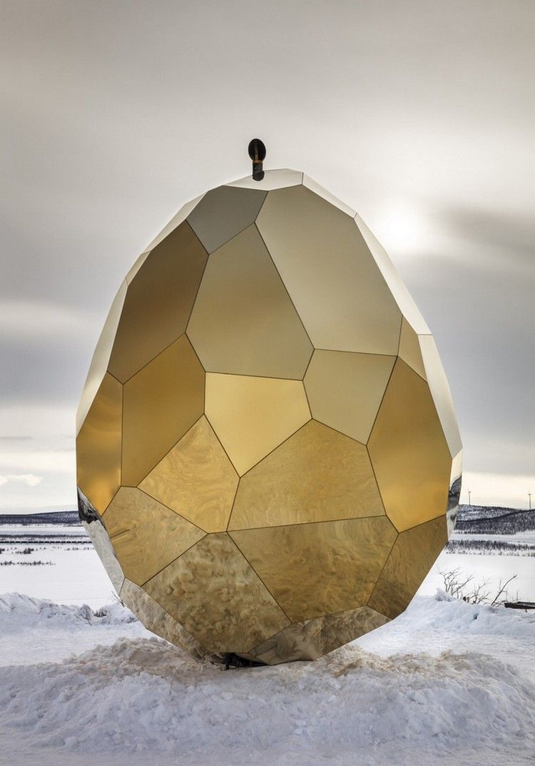 utomhus bastu design oval guld spegel