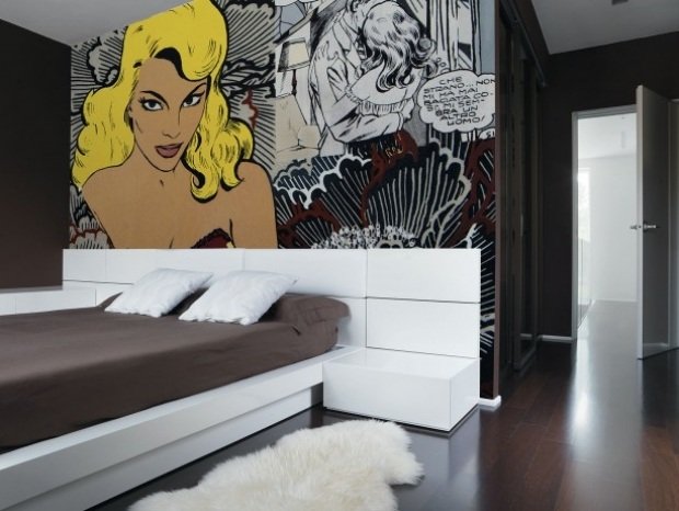popkonst inredning design sovrum dekoration storformat grafik vinyl tapeter