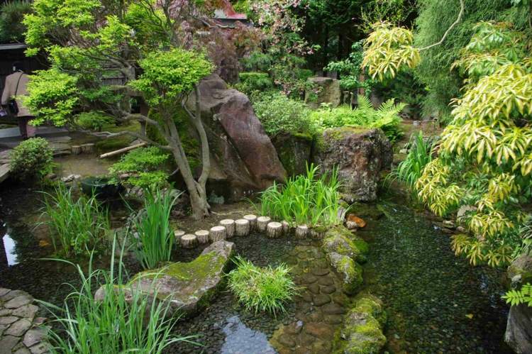 japansk-trädgård-flod-stenar-dekor-trädgård-damm-träd-dekorera
