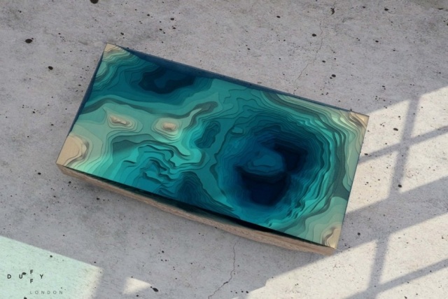 designer soffbord djuphavsinspirerat glasskiva