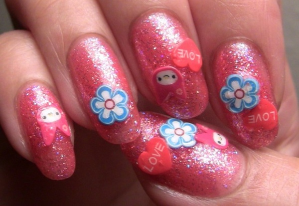 Hello Kitty Love Flower Nail Designs