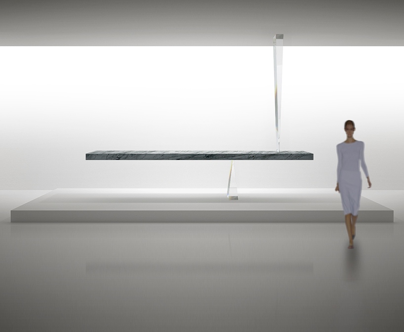 Design matbord av prismor i marmor akryl agravic tokujin yoshioka