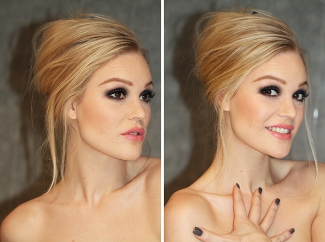 ögonmake-up-grå-rosa-rufsig-frisyr-chanel-look
